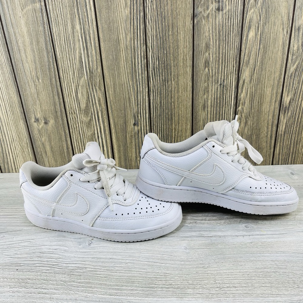 Nike Court Vision Low Triple White Leather Sneakers Women's Size: 7 - Picture 6 of 16